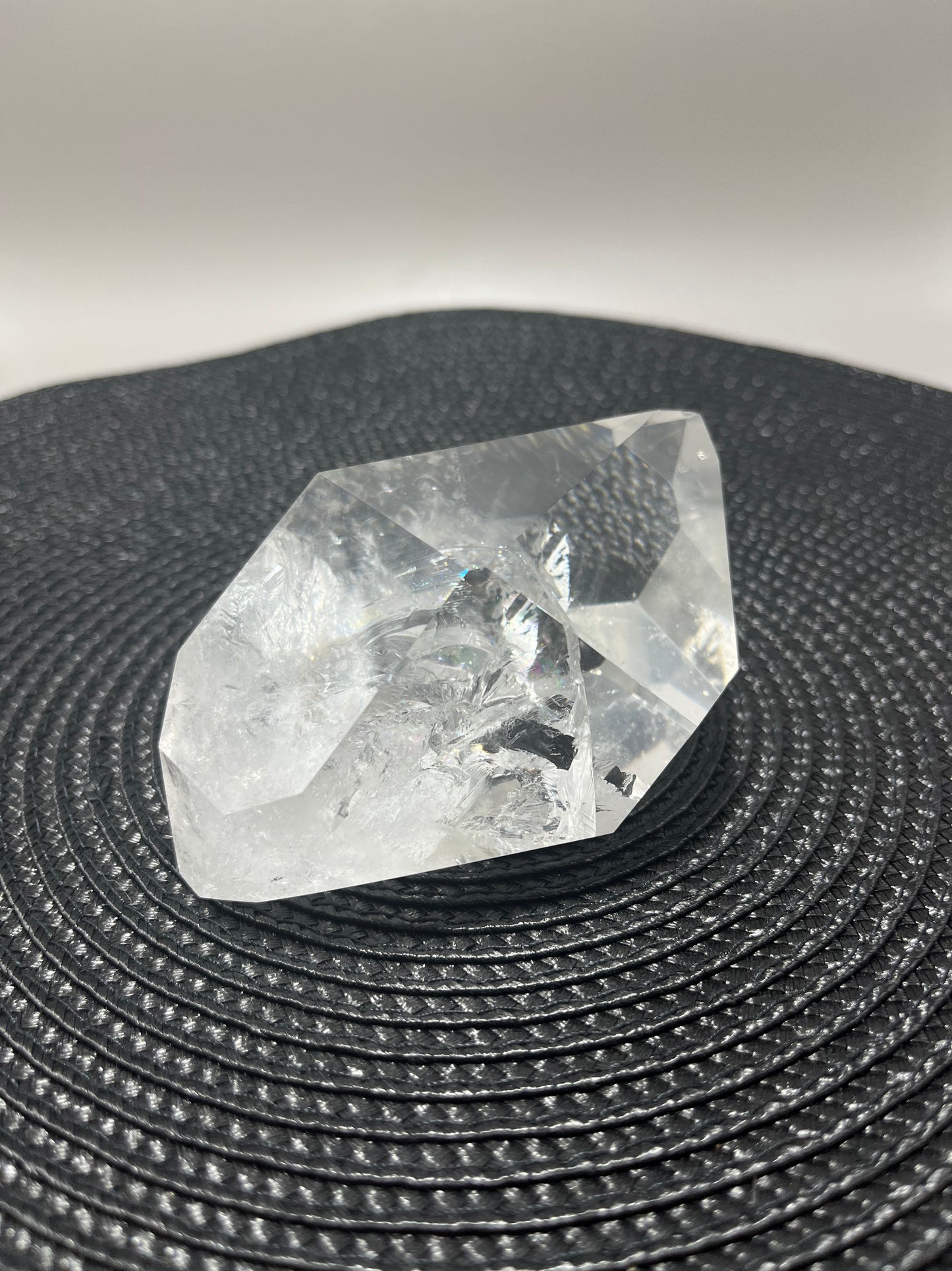 Clear Quartz with Rainbows & silver splash