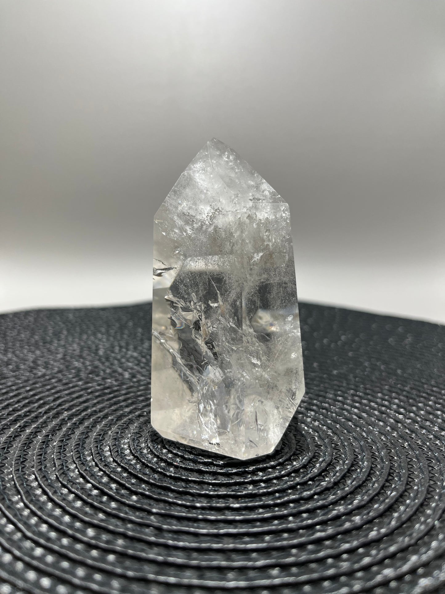 Clear Quartz Polished Point (with silver splash inclusions)