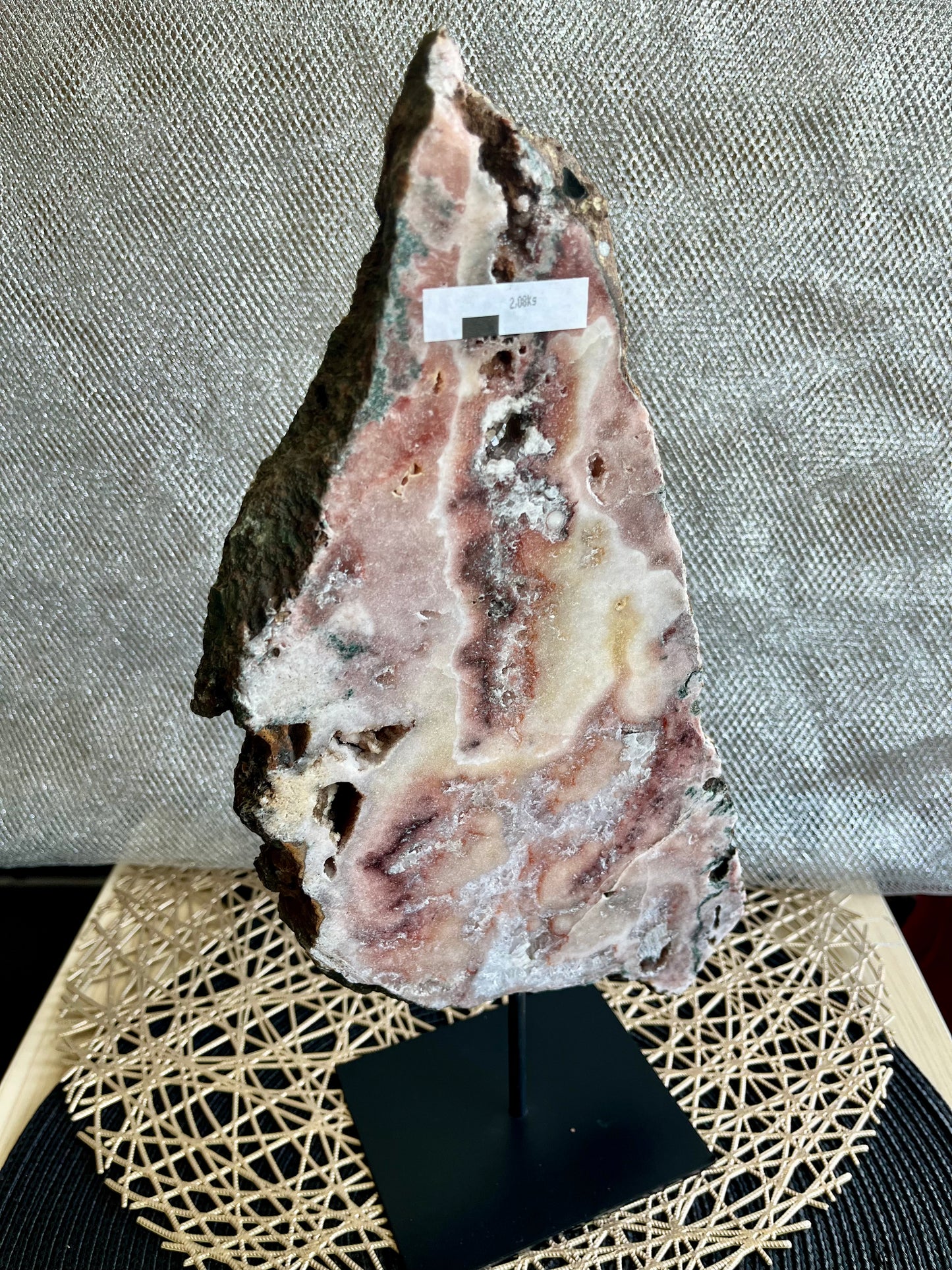 Pink Amethyst Slice w/stand