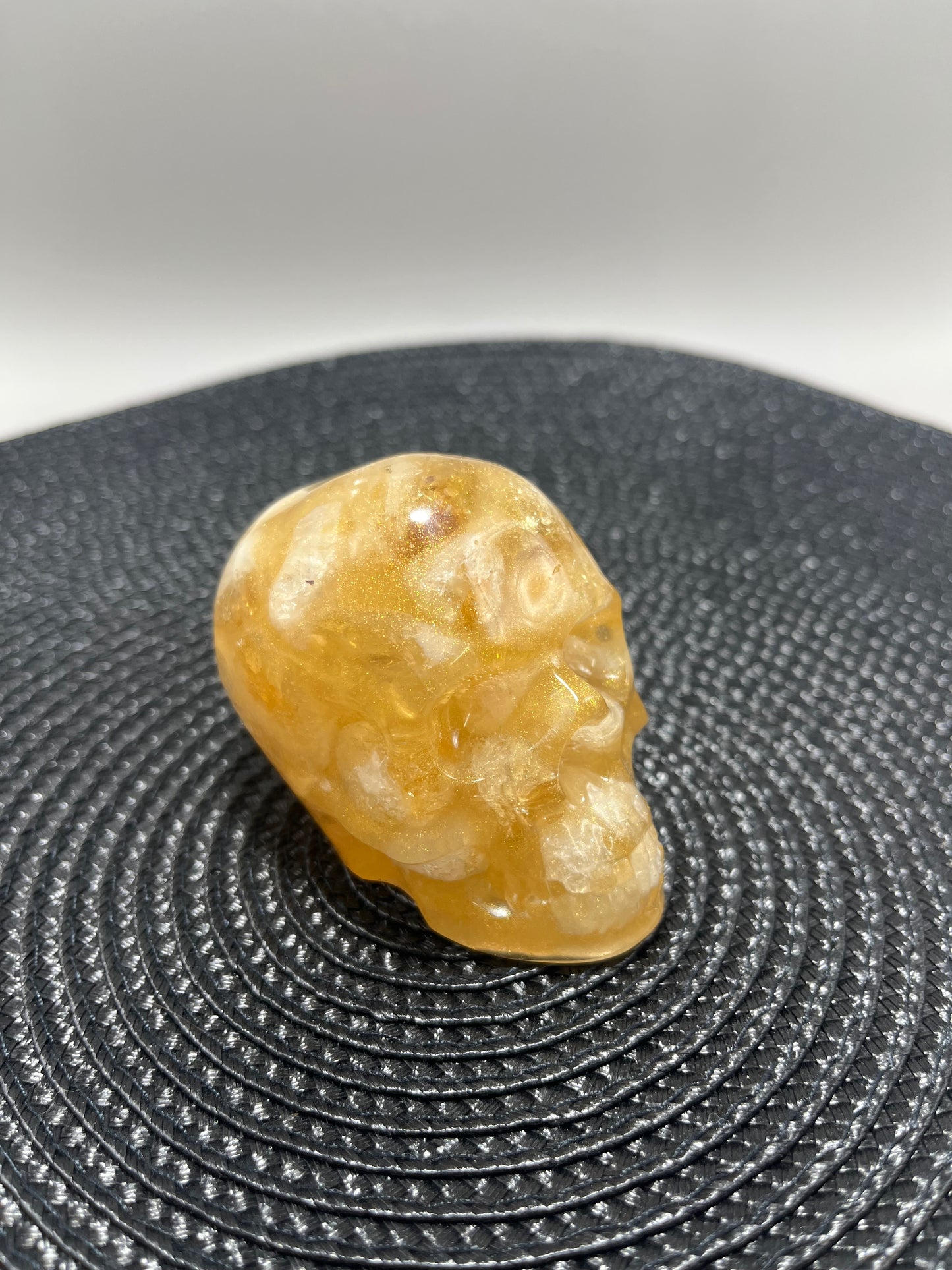 Citrine Resin Skull