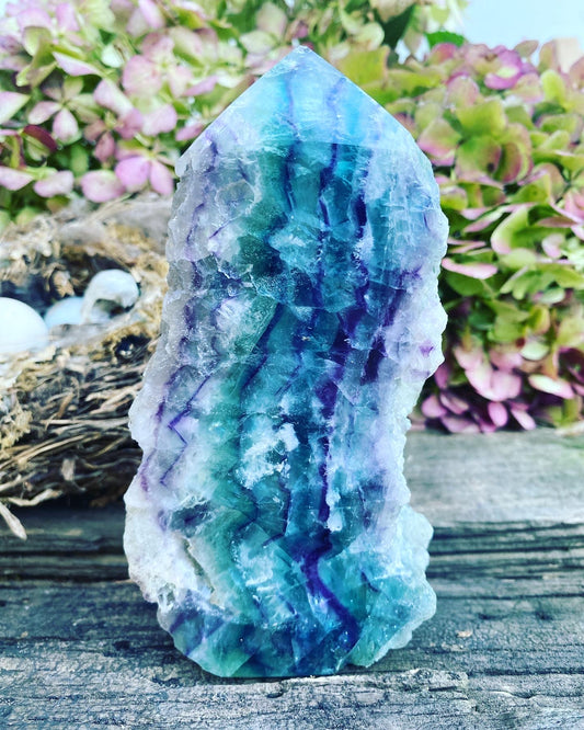 Rainbow Fluorite Raw Edged Polished Tower