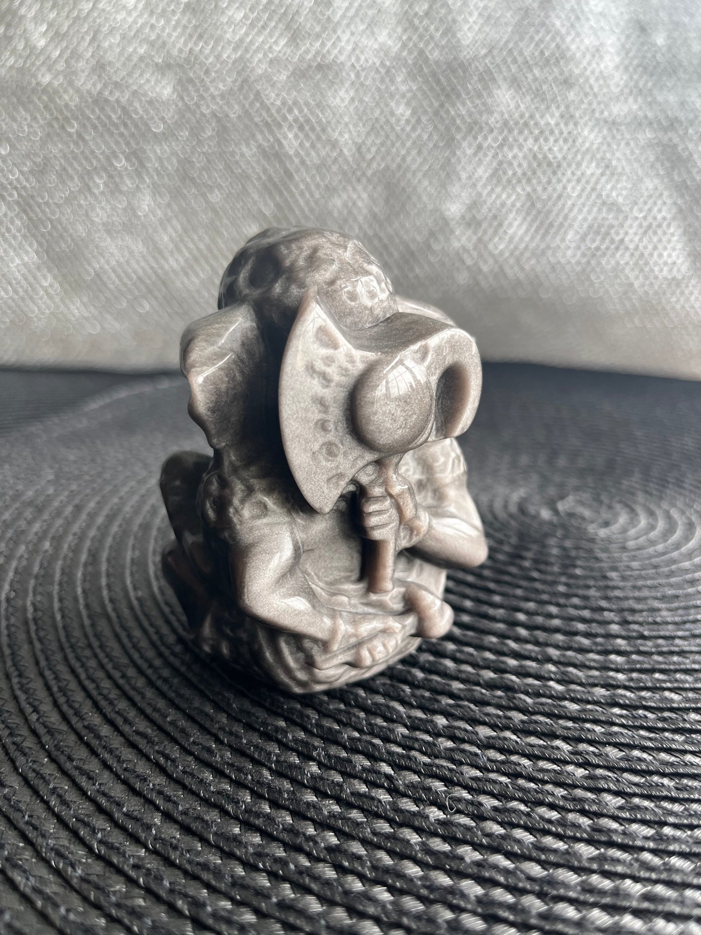 Silver sheen Obsidian Ganesh