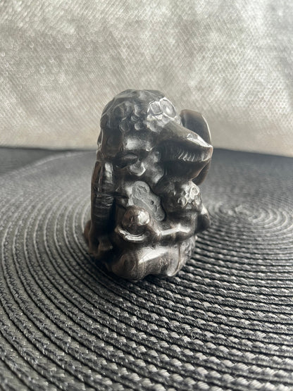 Silver sheen Obsidian Ganesh