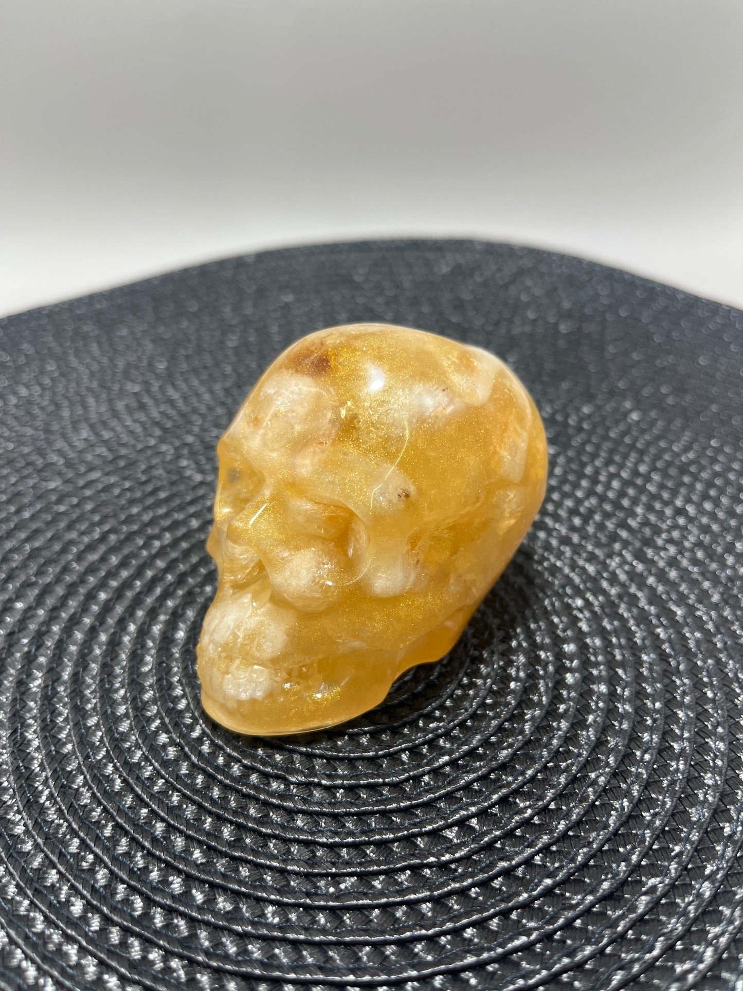 Citrine Resin Skull