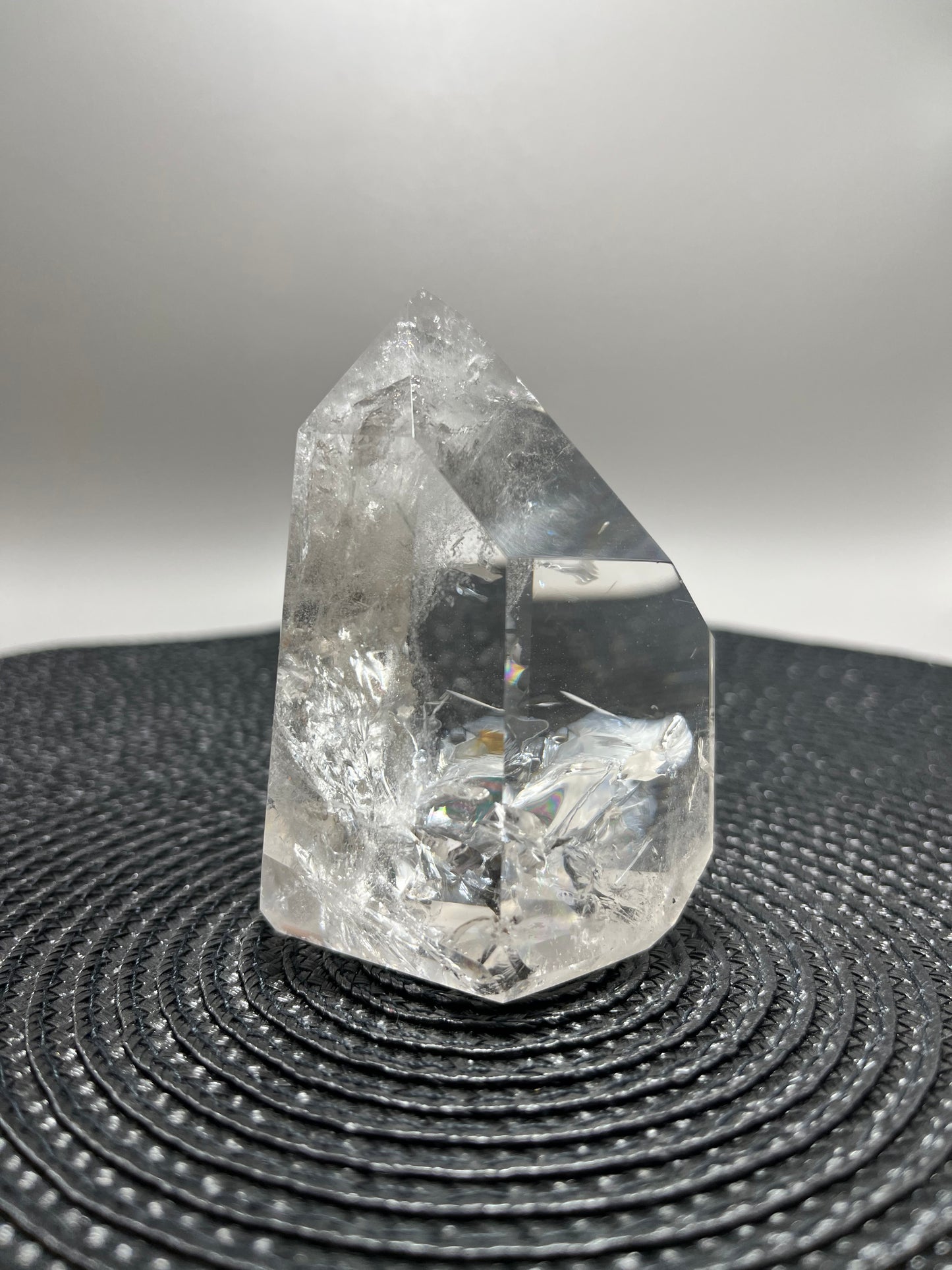 Clear Quartz Polished Point (with silver splash inclusions)