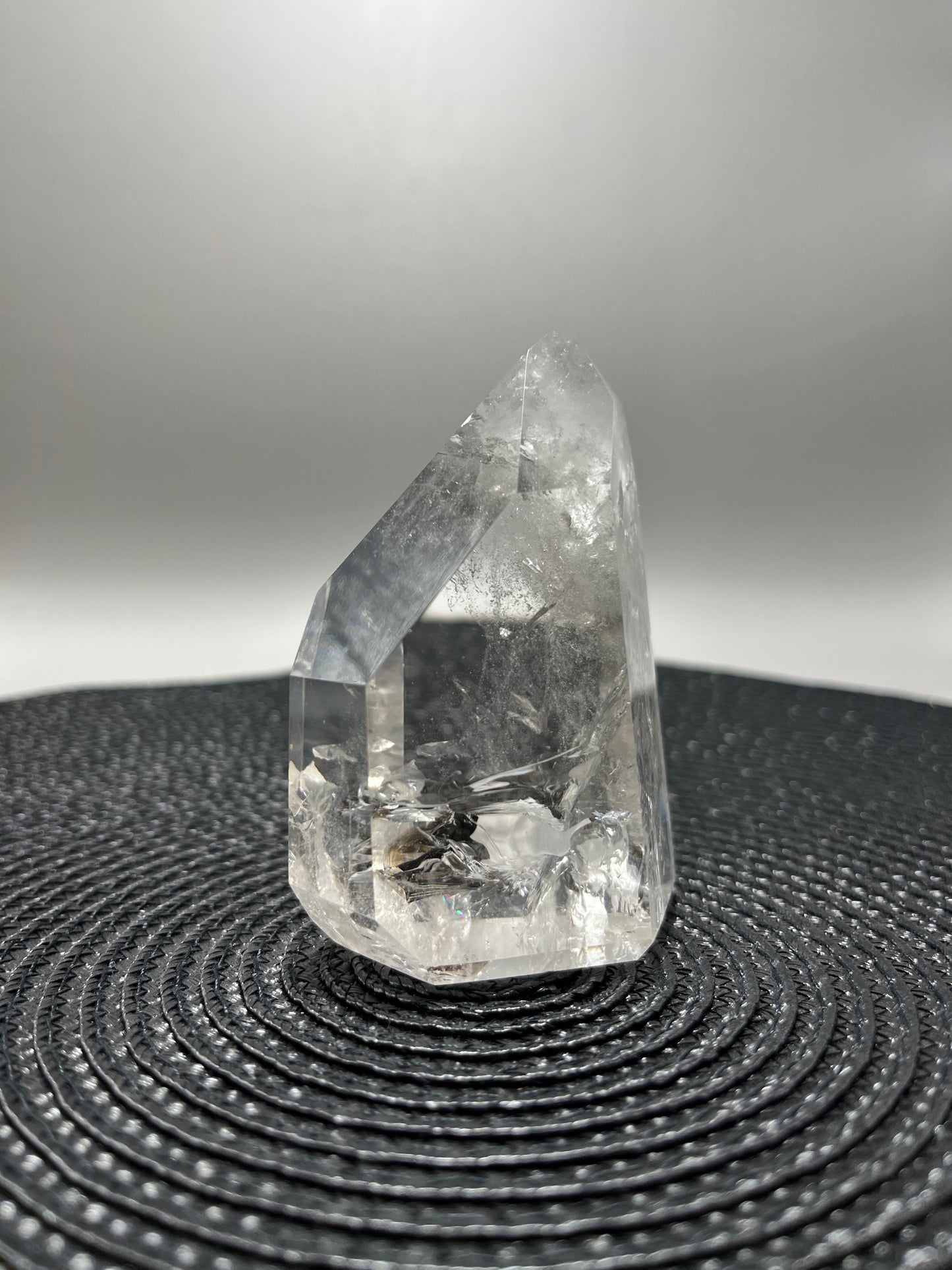 Clear Quartz Polished Point (with silver splash inclusions)