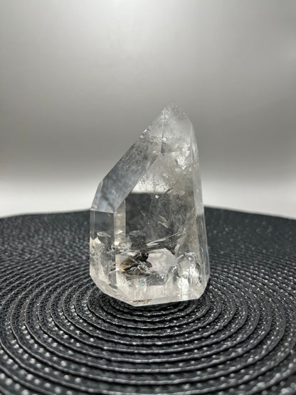 Clear Quartz Polished Point (with silver splash inclusions)