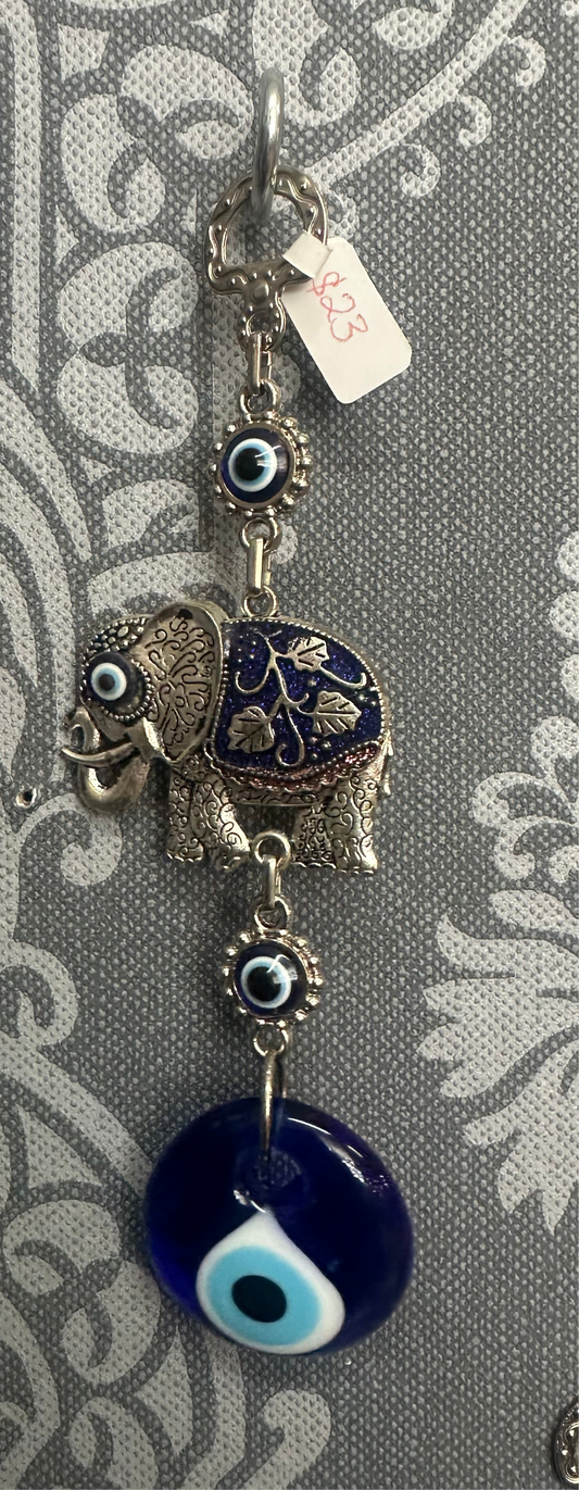 Evil Eye Elephant (blue) Wall Hanging