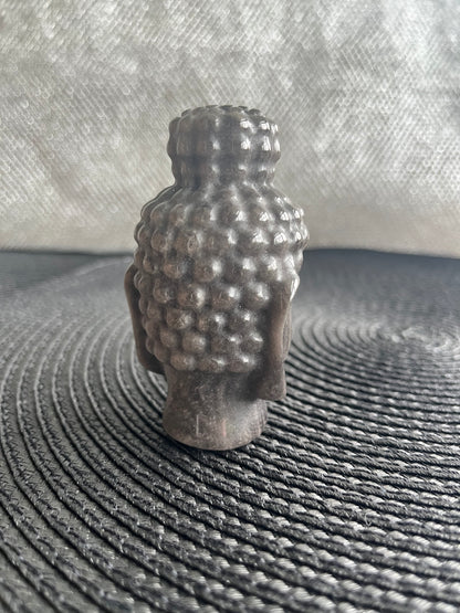 Silver Sheen Obsidian Buddha head