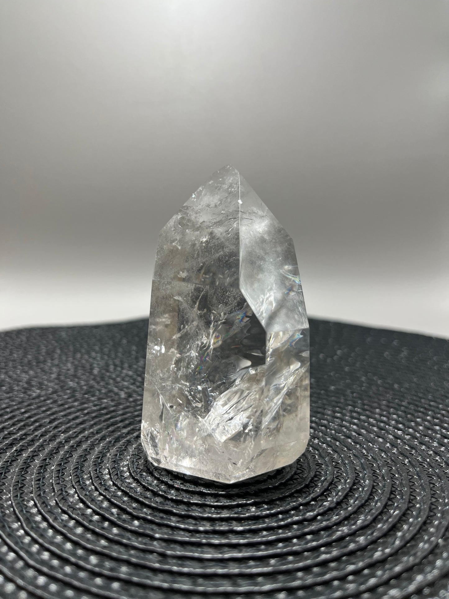 Clear Quartz Polished Point (with silver splash inclusions)