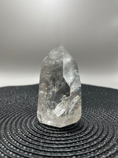 Clear Quartz Polished Point (with silver splash inclusions)
