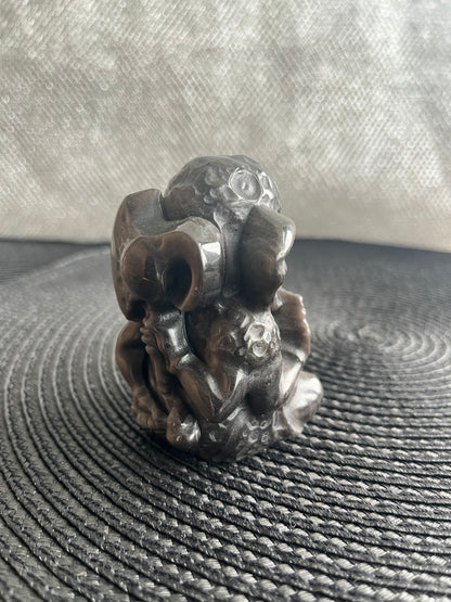 Silver sheen Obsidian Ganesh