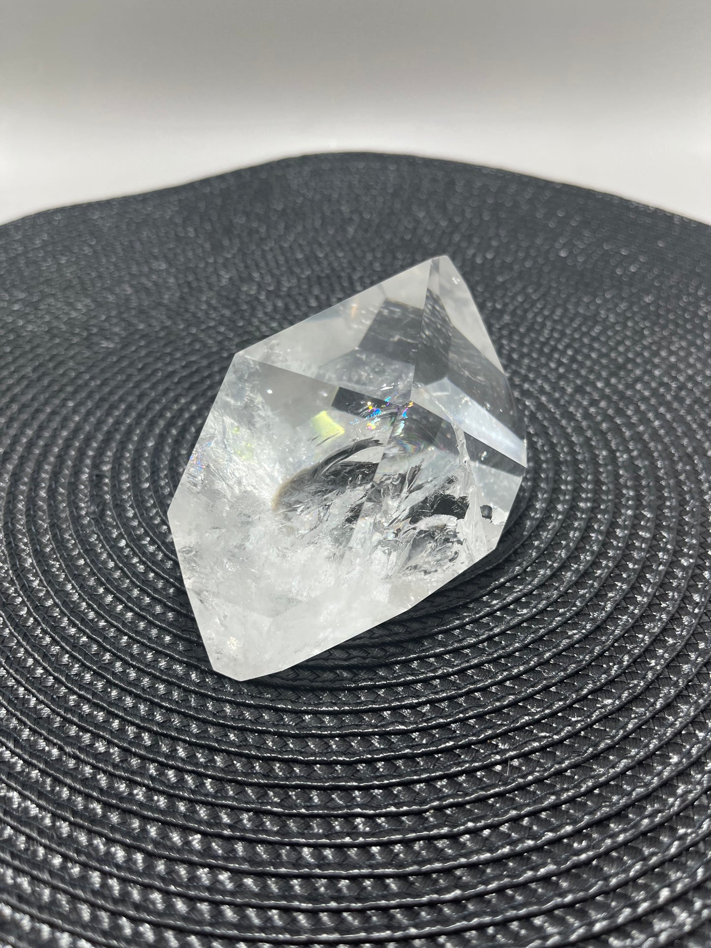 Clear Quartz with Rainbows & silver splash