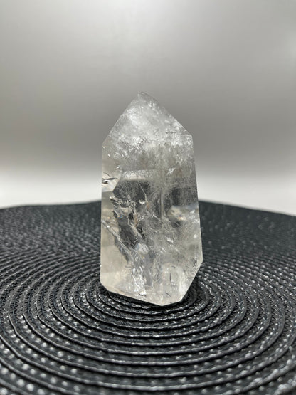 Clear Quartz Polished Point (with silver splash inclusions)