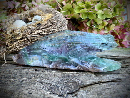 Rainbow Fluorite Carved Lizard