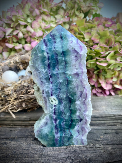 Rainbow Fluorite Raw Edged Polished Tower