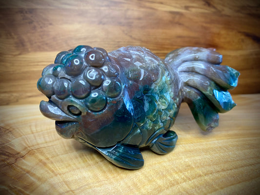 Carved Ocean Jasper Bubble Head Fish